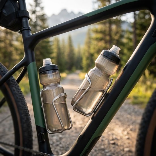 Zilverkleurige bidonhouders fiets unisex lichtgewicht metalen bidon houder set 2 stuks geschikt voor racefiets mountainbike stadsfiets waterfles houder — afbeelding 3