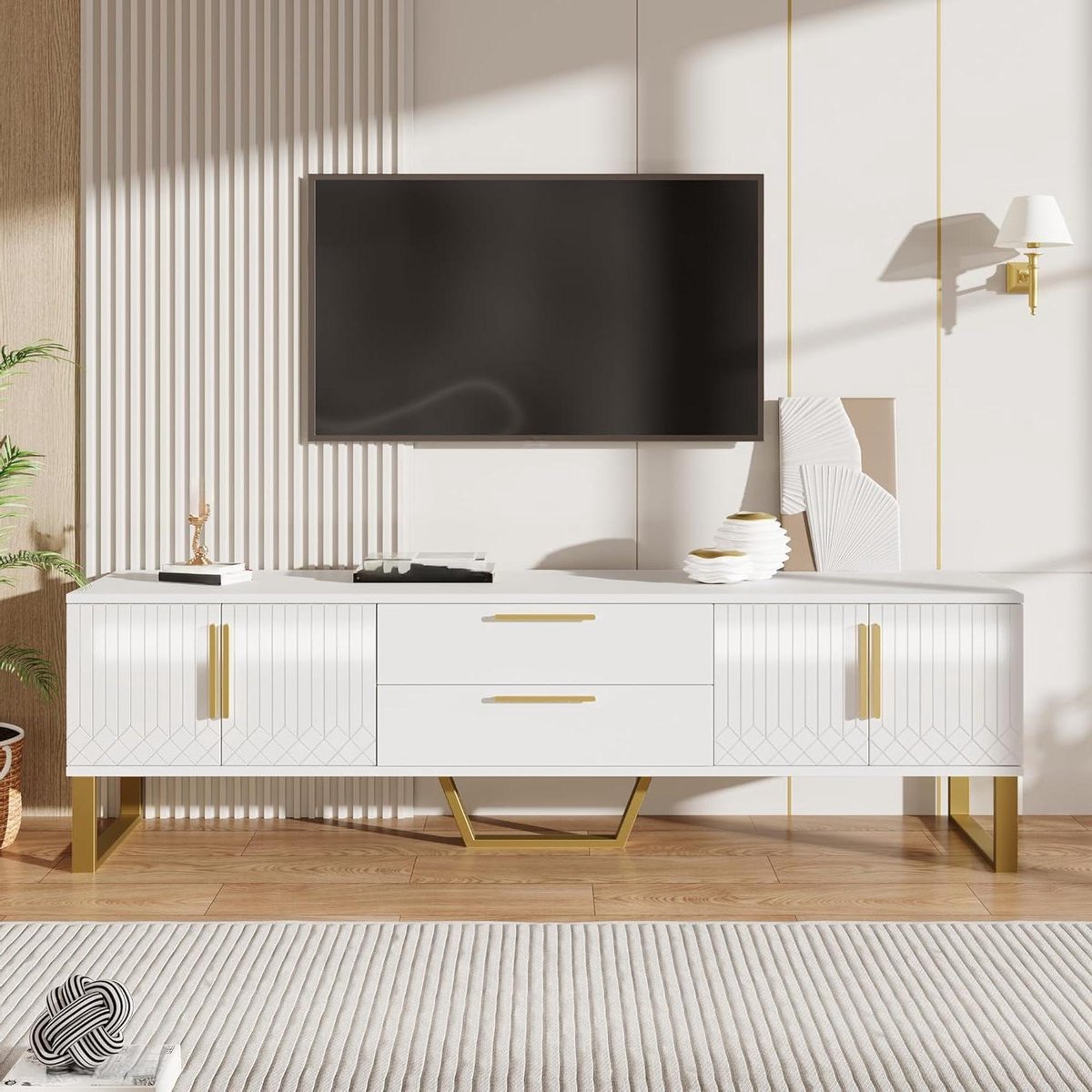 Tv-kast - Televisietafel - Woonkamer Inrichten - Hoogglans Design - 170 cm - Wit