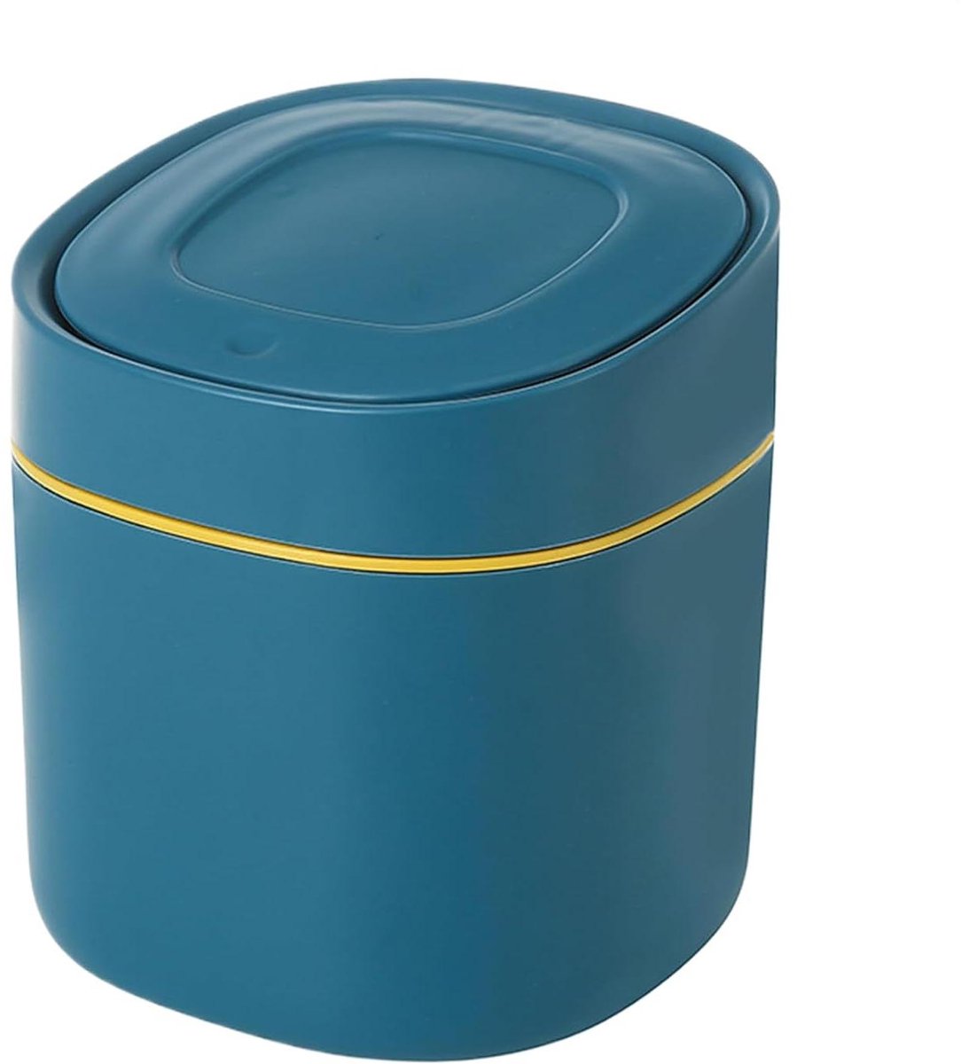 Prullenbak Bureau - Afvalbak Desktop - Netjes Werken - Drukdeksel Systeem - 15.5 cm Hoog - Blauw