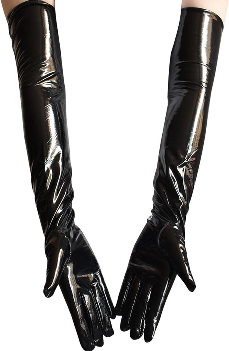 Stijlvolle Leren Handschoenen voor Dames, Zwart, 54 x 11 cm, Perfect voor Kostuums, Themapartijen en Rollenspellen