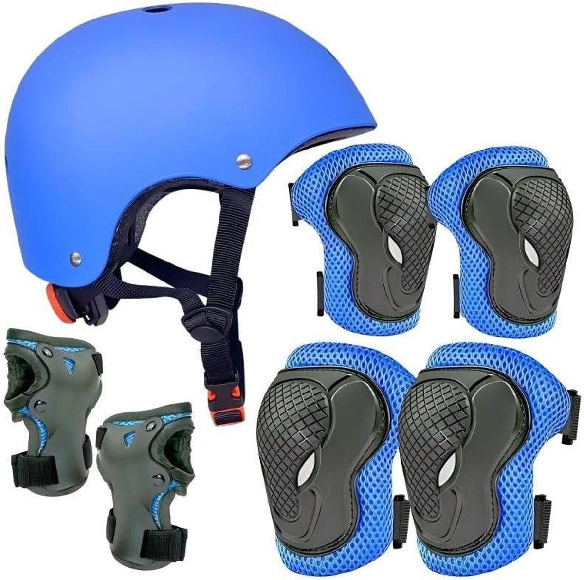 7-delige set inlineskates, helmen/kniebeschermers voor kinderen, beschermende uitrusting voor skateboard, fiets, step van 3 tot 10 jaar