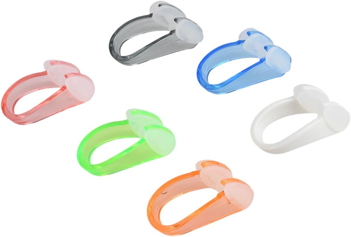 Zes Kleurige Neusclips van Siliconen, Waterdicht en Antislip, Ideaal voor Zwemmen en Kinderen