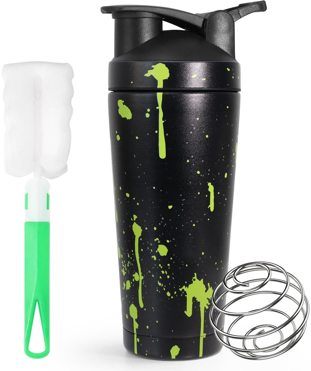 Dailygoody - Eiwitshaker - Roestvrij staal - Waterdicht en BPA-vrij - Zwart - Makkelijk te reinigen - Geschikt voor volwassenen - 750 ml