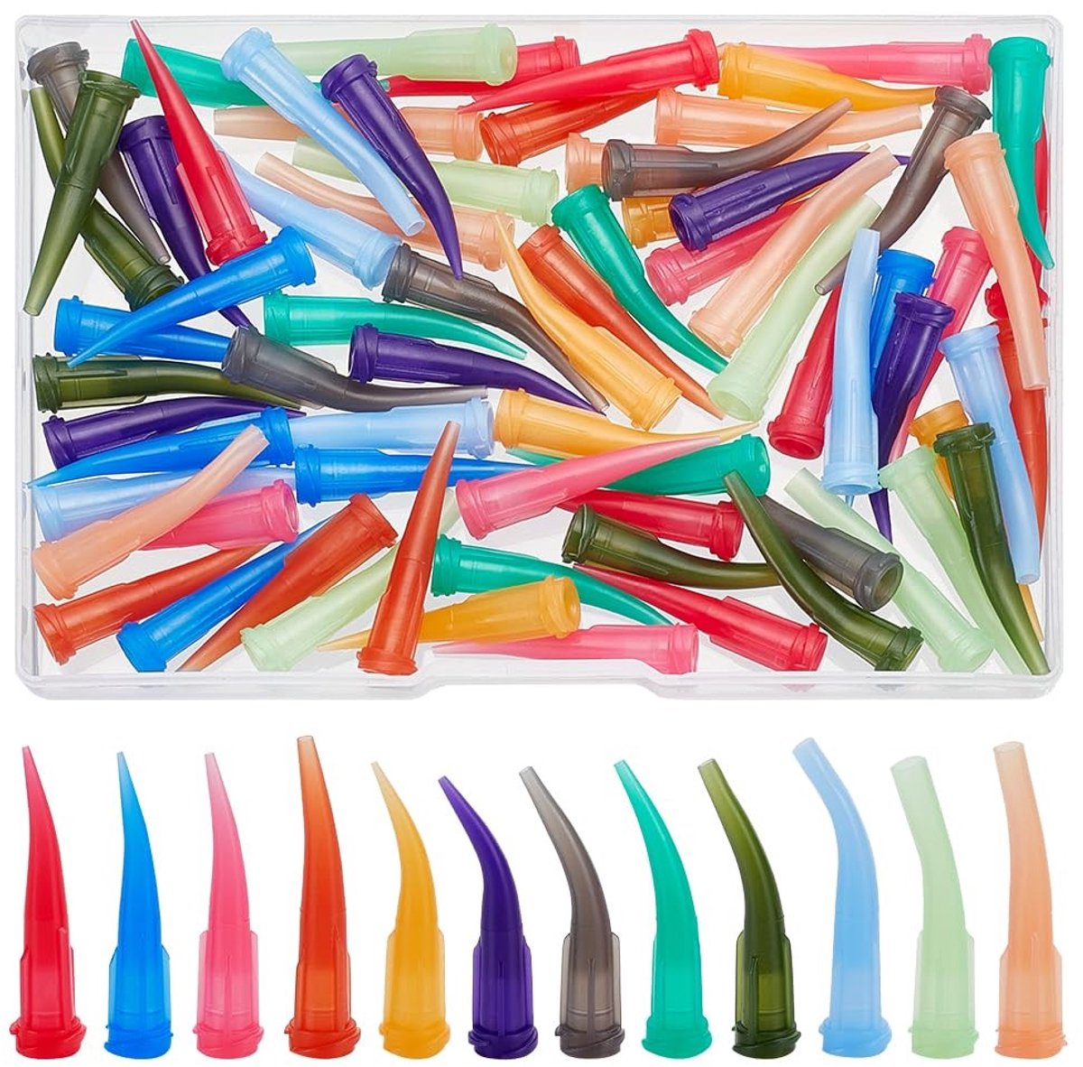 Dailygoody - Solidchoice - Dailygoody - Gebogen Spuit Naald Tips - 72Pcs Vloeibare Dispenser Naalden - Kunststof - Gebogen Tapered Pinhead - Geschikt voor Olie en Lijm - Gemengd...