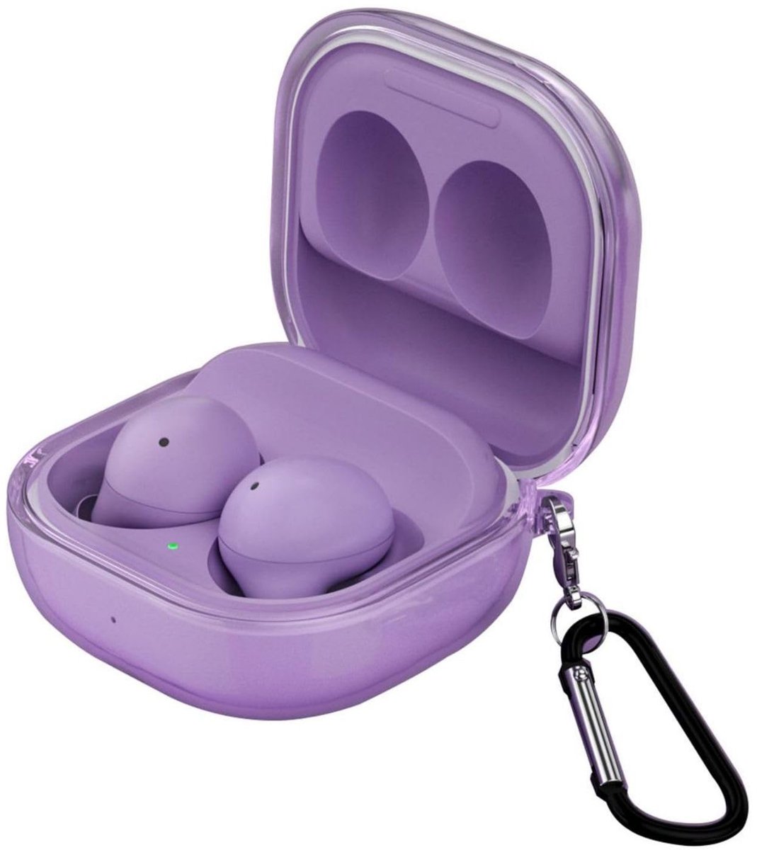 Dailygoody - Hoesje - Oordopjes bescherming - Ultradun en zacht - Transparant paars - Compatibel met Galaxy Buds - Geschikt voor Buds FE, Pro, Live, 2...