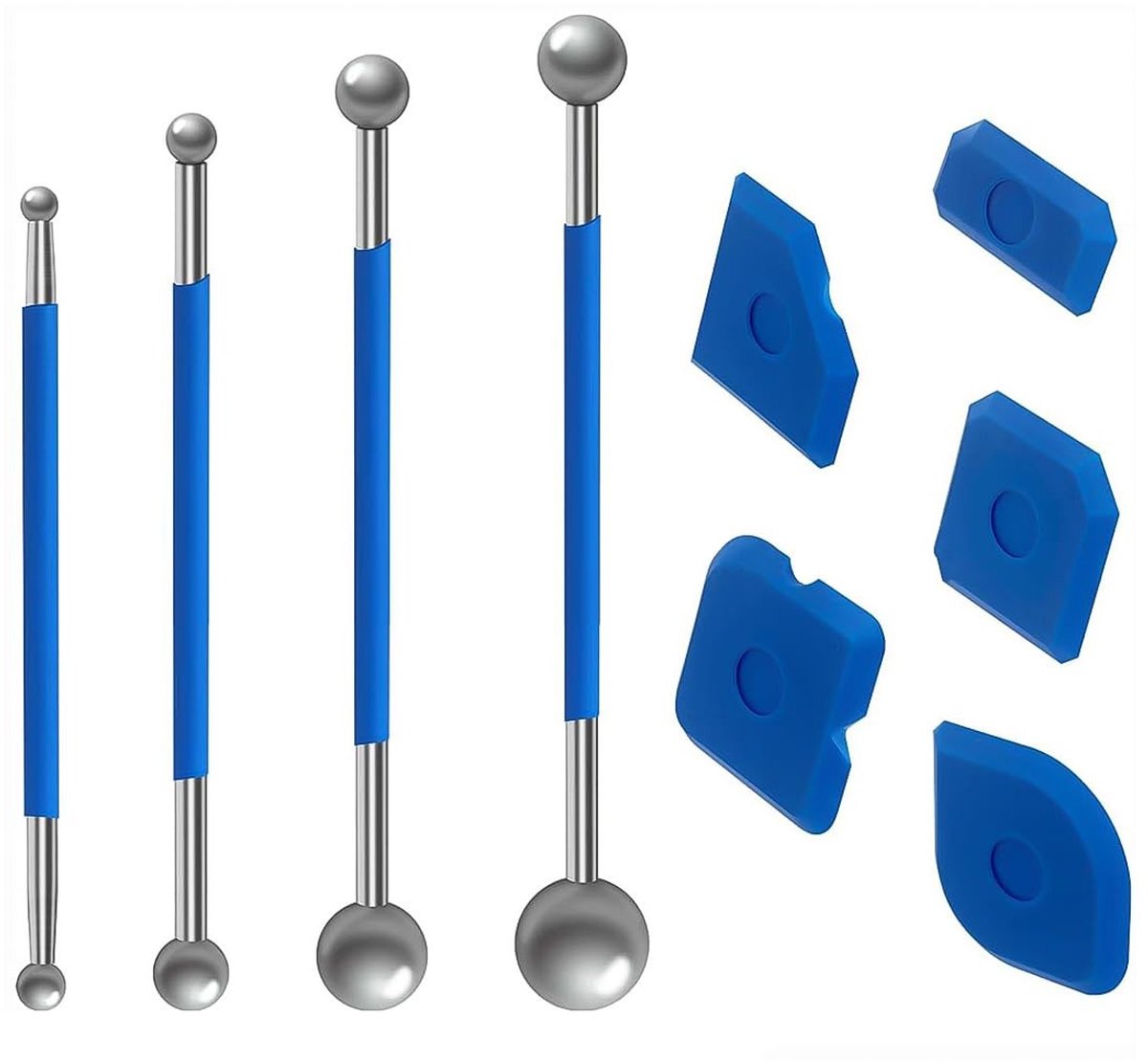 Dailygoody - Gereedschapschraperset - Voeggladderset - Ideaal voor tegelvoegen - 9-delig - Siliconen afdichtingsvoegspatel - Voor badkamer en keuken -