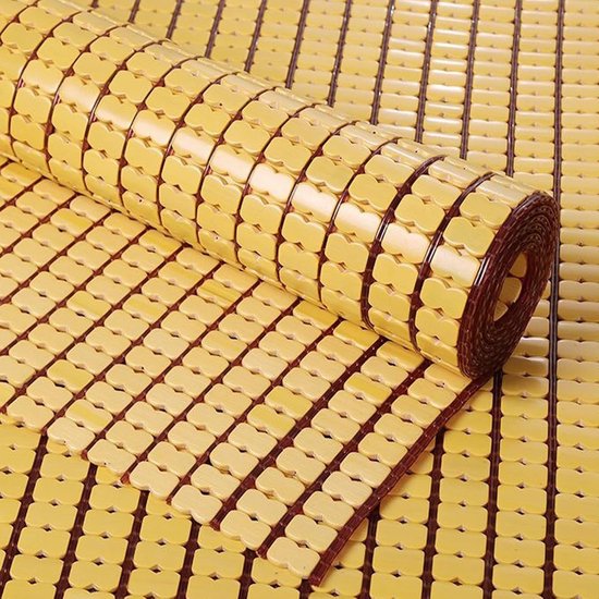 Bamboe Zomer Mat - Slaapmat Koelmat - Koel Slapen - Gecarboniseerd Bamboe - 70x150cm - Geel — afbeelding 3