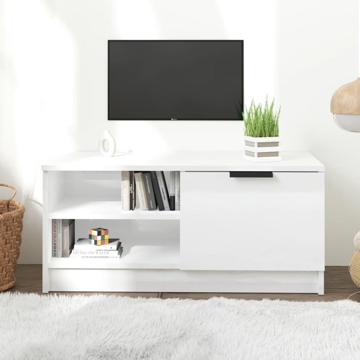 TV-kast - Dressoir TV meubel - Woonkamer organiseren - Hoogglans afwerking - 80 x 35 x 36.5 cm - Wit