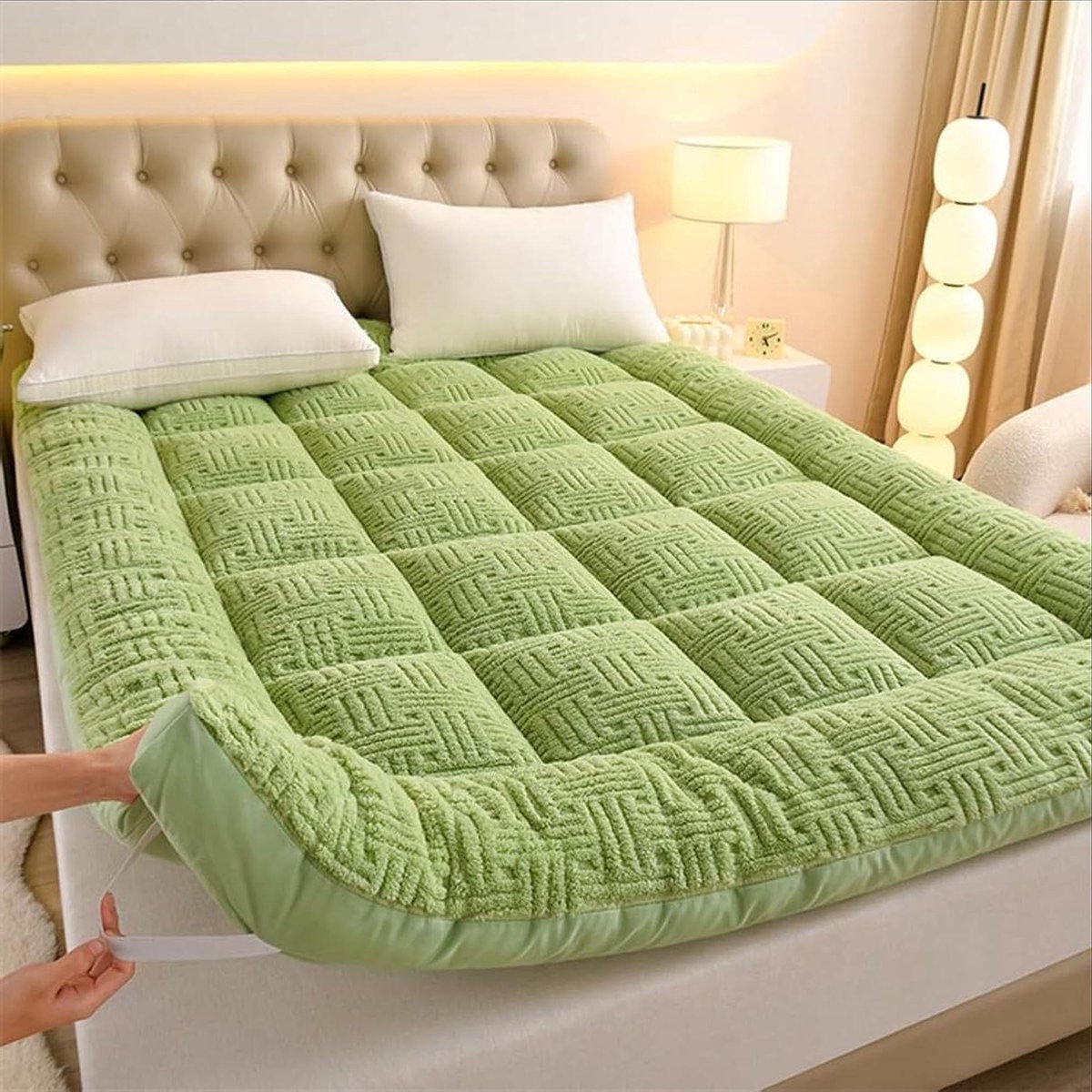 Opklapbed Gastenmatras - Japanse Matras - Comfortabel Slapen - Opvouwbaar Ontwerp - 90 x 200 cm - Groen