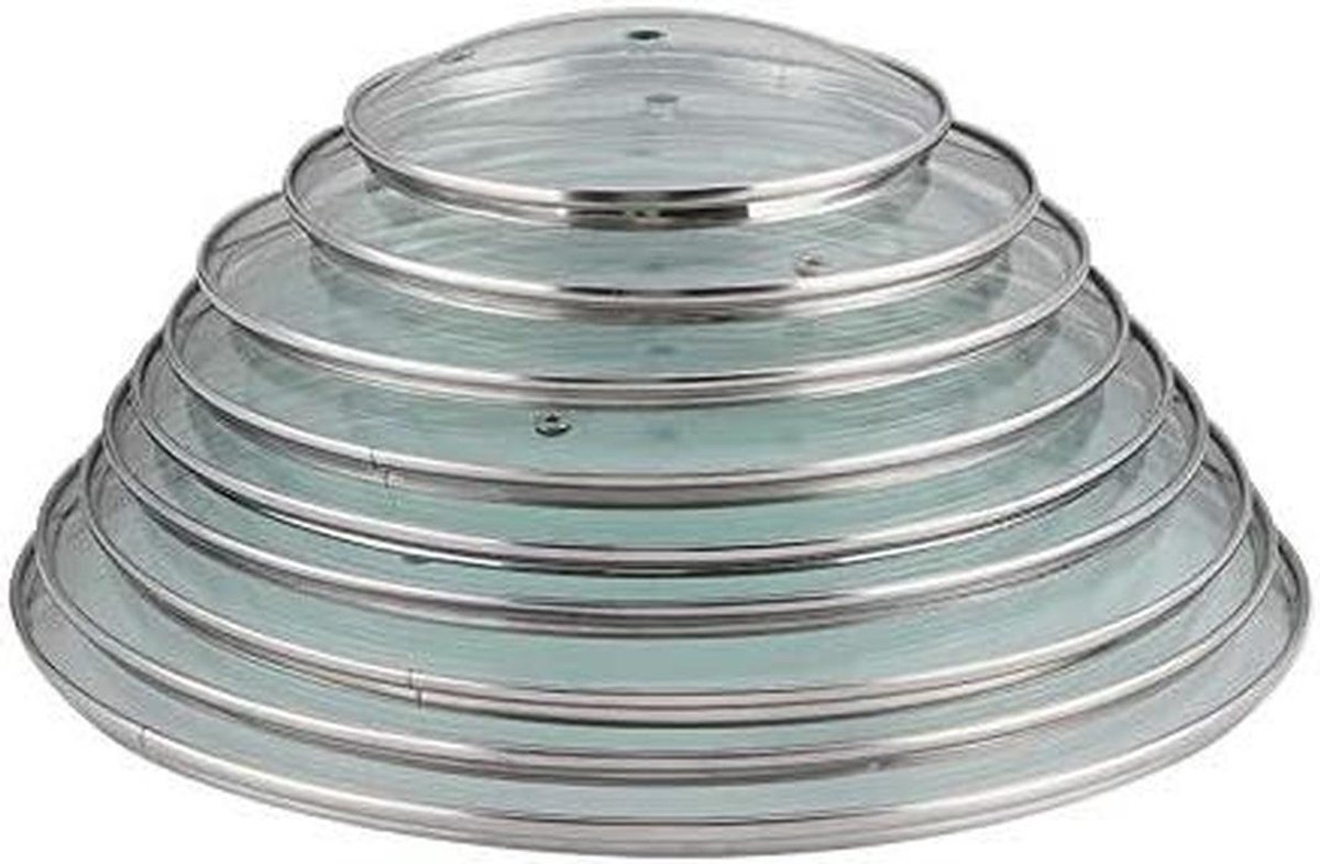 Pannendeksel Glas - Universeel Deksel - Koken Voorkomen - Hittebestendige Knop - 36 cm - Zilver