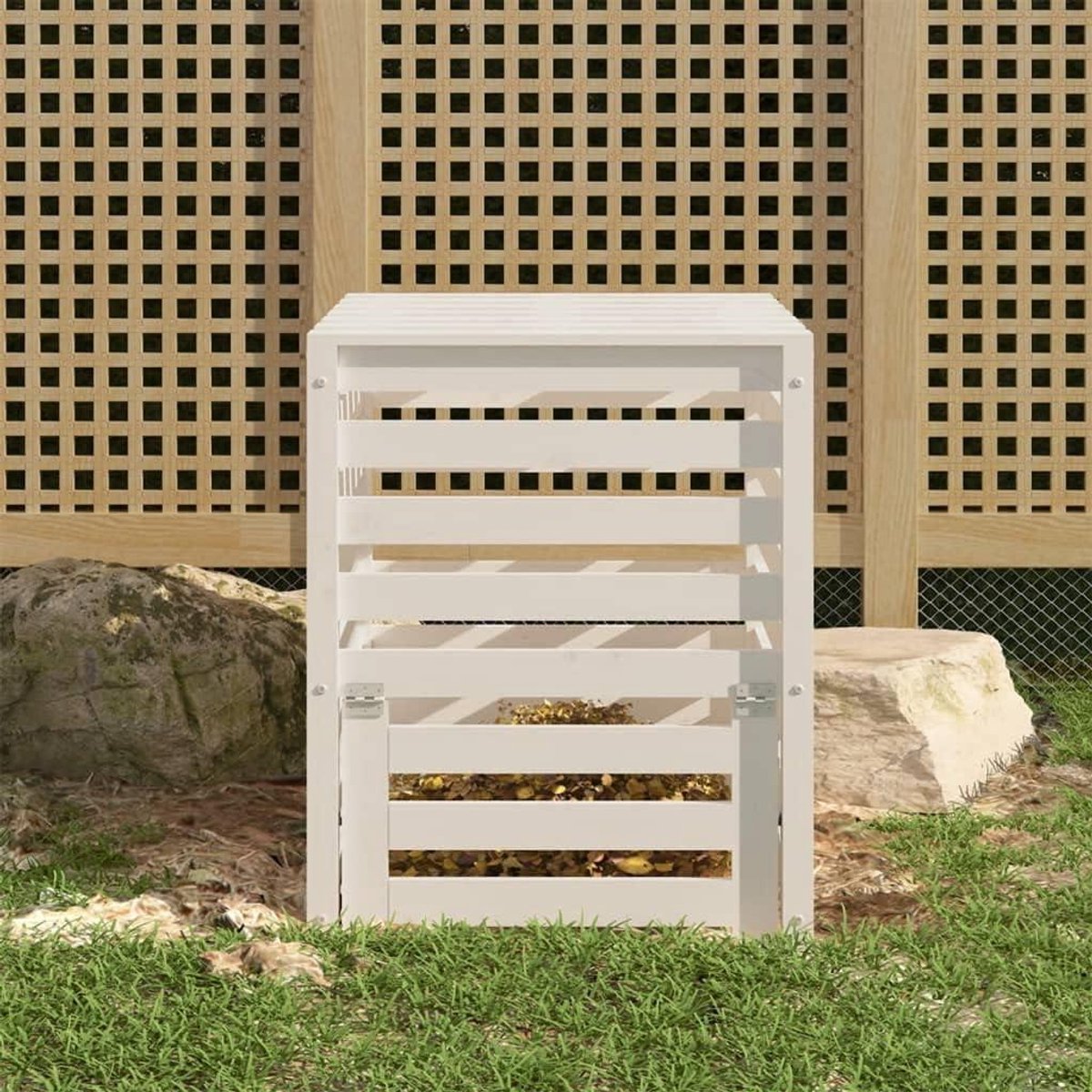 Houten Compostbak - Compostvat Tuinafval - Compost Maken - Goede Luchtcirculatie - 77 cm - Onbehandeld Grenen