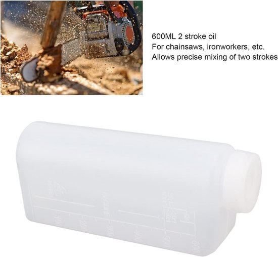 Brandstof Mengfles - Oliemengfles Mengcontainer - Tuingereedschap Onderhoud - Hoge Nauwkeurigheid - 600 ml - Wit — afbeelding 3