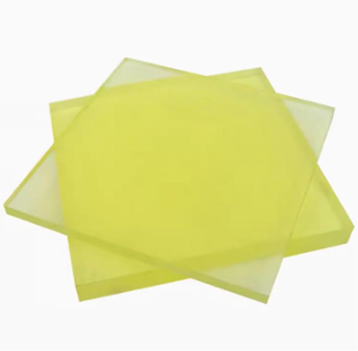 Polyurethaan Plaat - Rubberen Mat - Trillingsdemping - Hoge Treksterkte - 200x200 mm - Geel doorschijnend