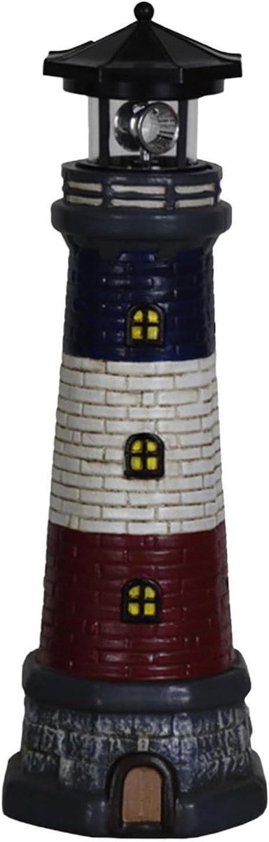 Tuin Vuurtoren - Decoratie Licht - Buiten Verlichten - Op Zonne-energie - 37.5 cm Hoog - Zwart