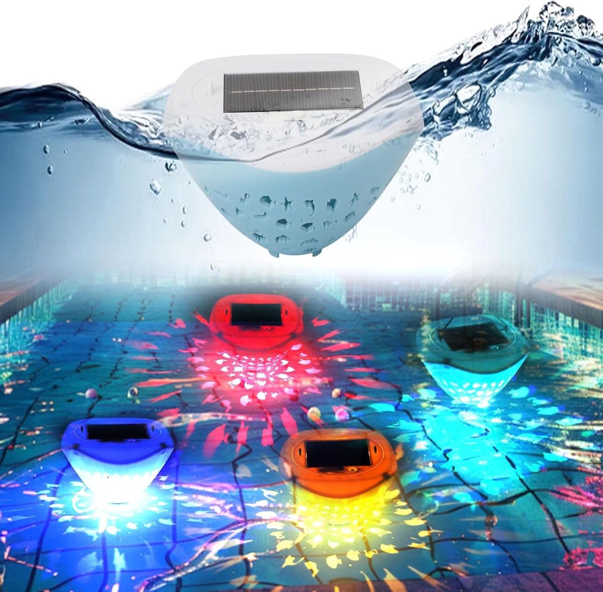 LED Zwembadverlichting voor Whirlpool - IP67 Waterdicht, Oplaadbaar via USB, 4 Kleuren en 6 Modi voor Zwembad en Badkuip