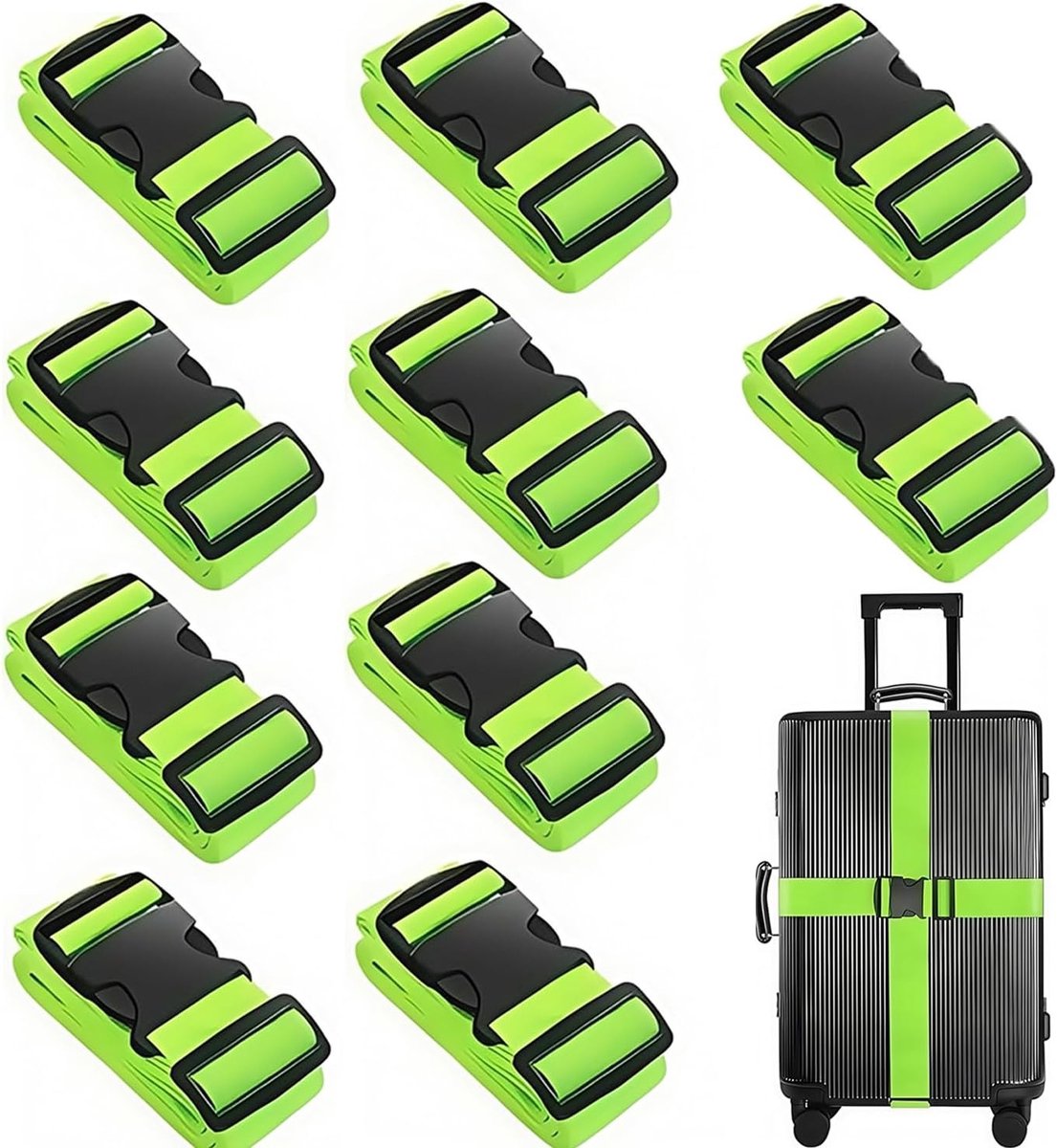 Set van 4 Duurzame Kofferspanners voor Reiskoffers, Verstelbare Bagagestraps, Ideaal voor Veiligheid en Organisatie tijdens het Reizen