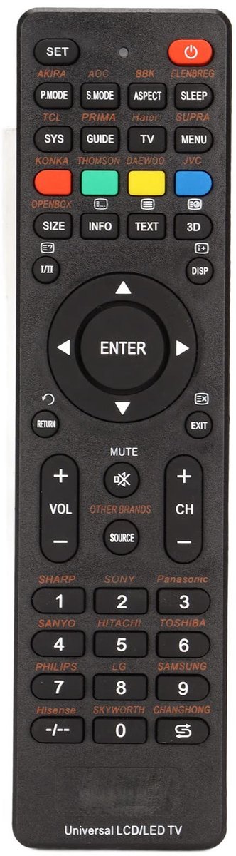 Dailygoody - Universele Afstandsbediening - Vervangend Model - Geschikt voor Diverse TV Merken - Compact en Lichtgewicht - Eenvoudig in Gebruik - Incl