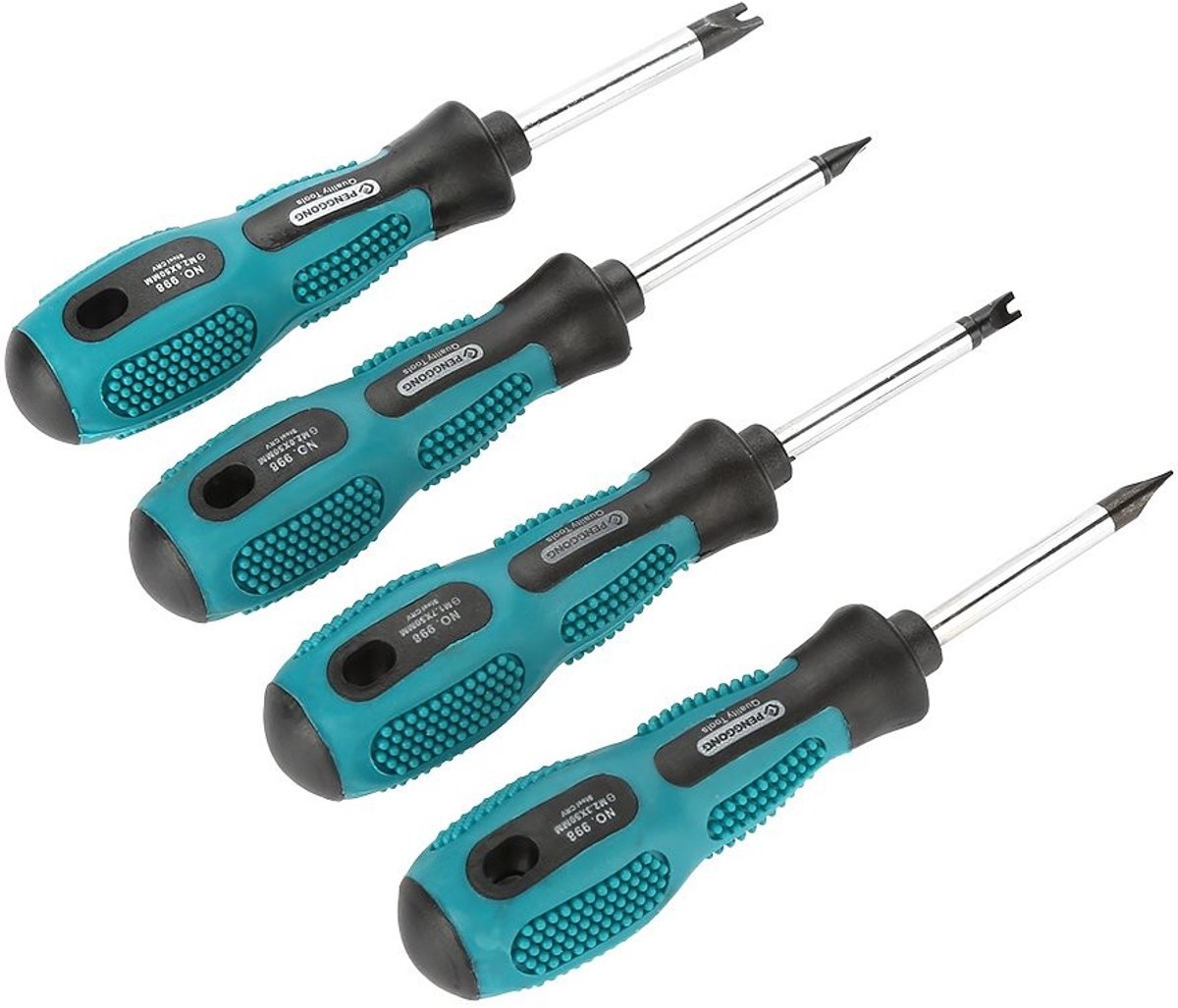 Dailygoody - 4-delige U-schroevendraaiers - Magnetische schroevendraaiers - Ergonomische grip - Turquoise - Multifunctionele schroevendraaierset - Pre...
