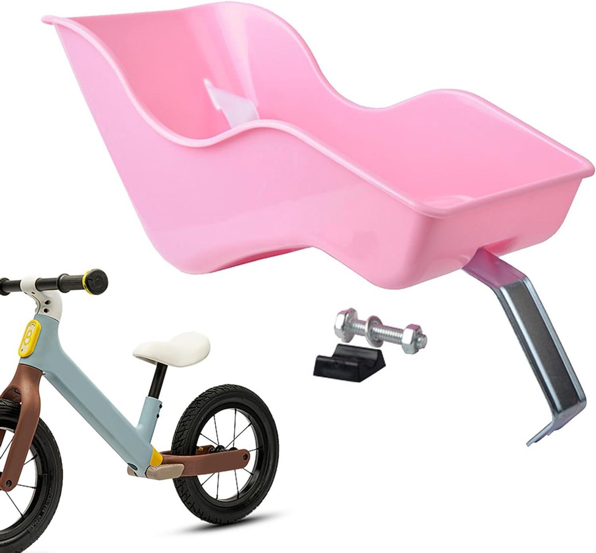Poppenwagen Fietsstoeltje - Poppestoel Kinderzitje - Fietsplezier Delen - Duurzame Constructie - 31 x 15.5 x 17.5 cm - Meerkleurig