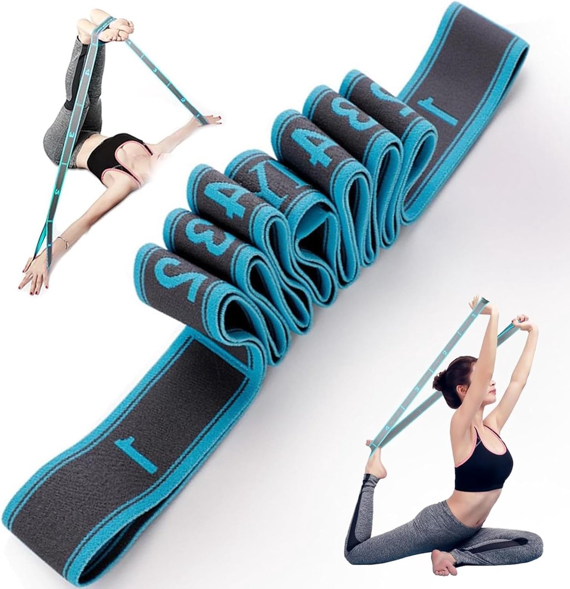 Verstelbare Yoga Stretch Band met 10 Lussen voor Pilates, Gymnastiek en Dans - Hoogwaardige Elastische Trainingsband voor Flexibiliteit en Rekken