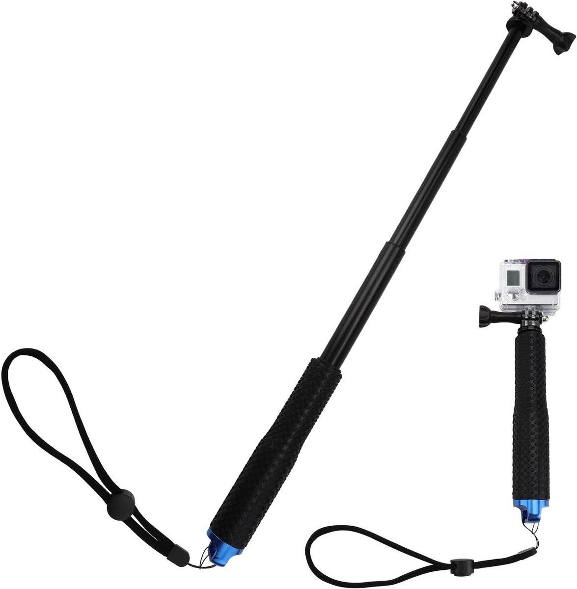 Telescoopstatief voor Actiecamera's, Verstelbare Selfie Stick met 19 Extensies voor GoPro en DJI Osmo, Ideaal voor Avontuurlijke Foto's en Video's