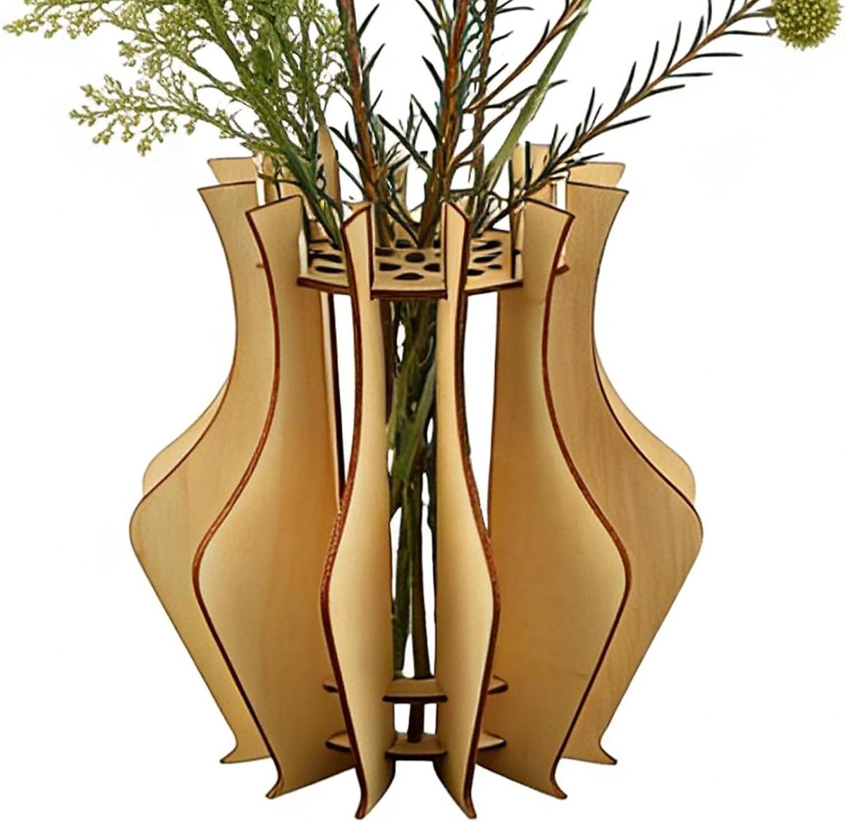 Houten Vaas - Bloemenbak Plantenbak - Woondecoratie - Kantelveilig - 9x21x9 cm - Houtkleur