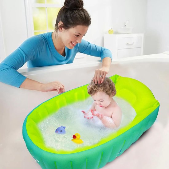 Inflatable Baby Bath - Baby Shower Bath - Non-Slip Shower Tray - Toddler Pool Chair - Mini Pool Chair - Foldable Travel Bath - Shower Tray with Soft Cushion - Central Chair voor 0-3 Jaar — afbeelding 2
