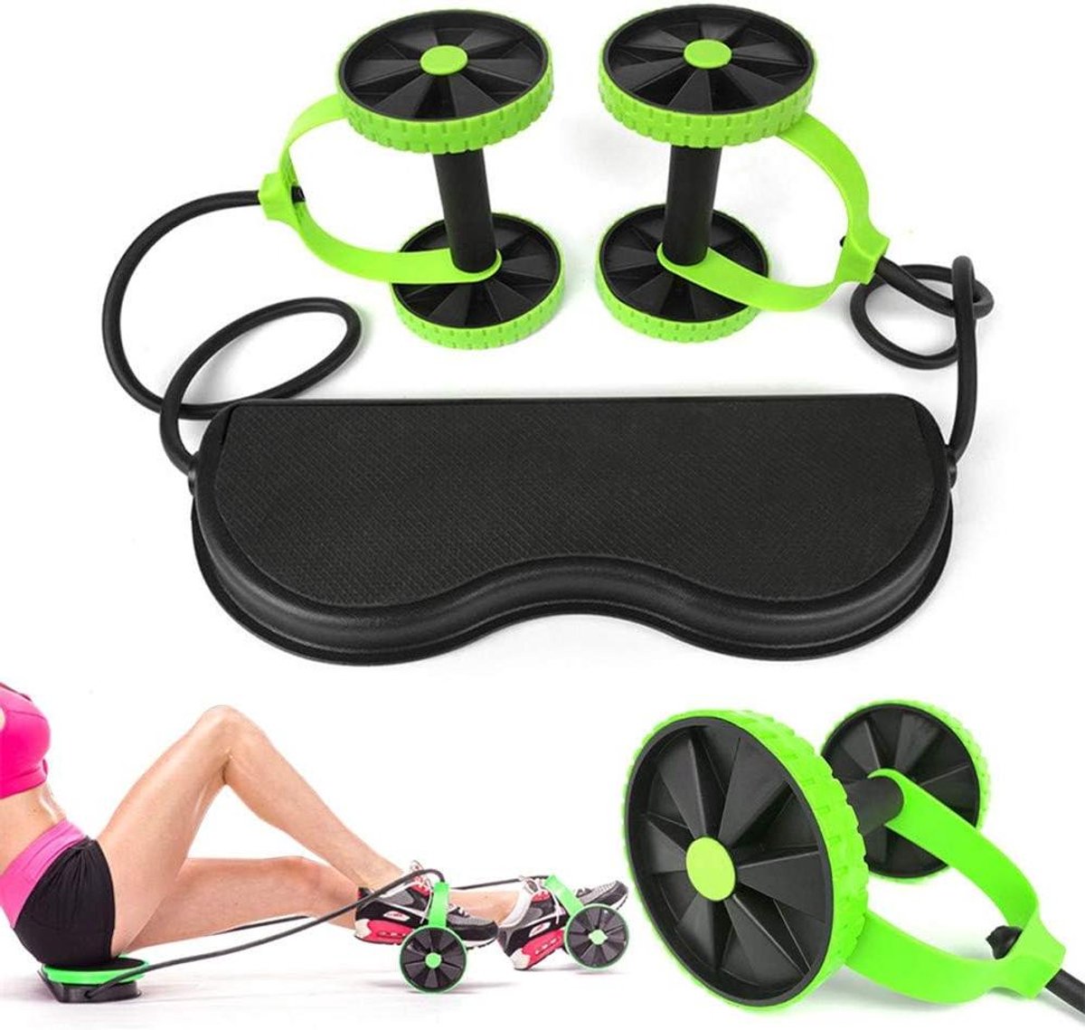 Ab Wheel - Buikspierroller Fitnessroller - Core Training - Antislip Foam Handvatten - Freesize - Groen