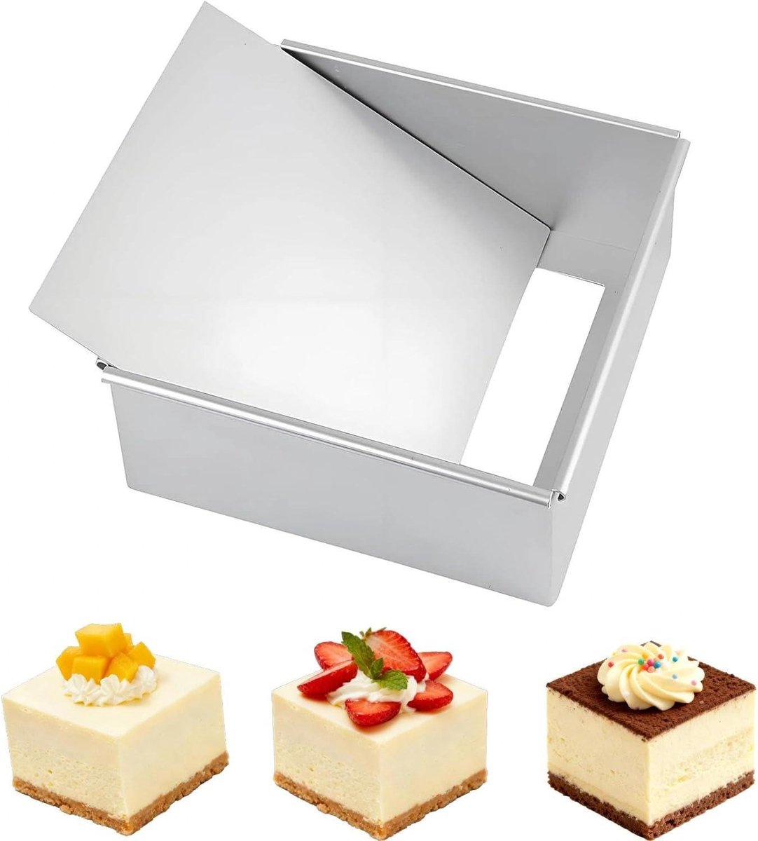 Vierkante Bakvorm - Taartvorm Aluminium - Taarten Bakken - Afneembare Bodem - 20 cm - Zilver