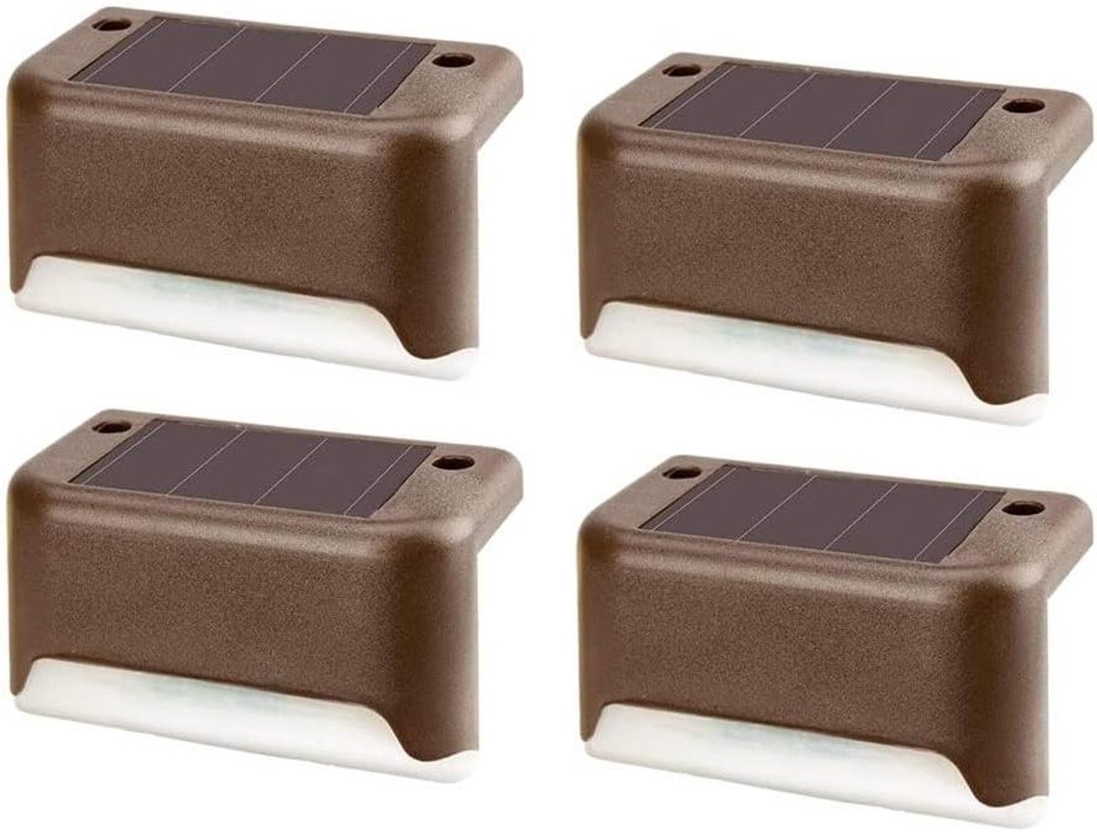 LED Solar Lamp - Tuinlamp Wandlamp - Buitenverlichting Tuin - Automatische Aan/Uit - 80x45x40mm - Bruin