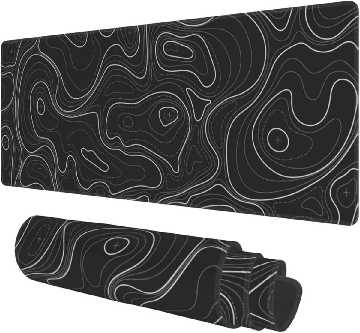 Grote Muismat - Bureauonderlegger Mat - Gaming Kantoor - Waterdicht Antislip - 100x50cm - Zwart Wit