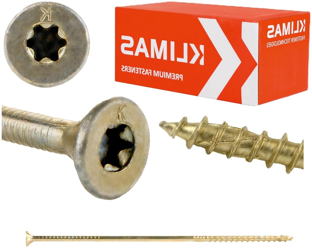 Houtbouwschroeven - Constructieschroeven - Houten Constructies - Zelftappende Schroefdraad - 6x220 mm - Zilver Goud