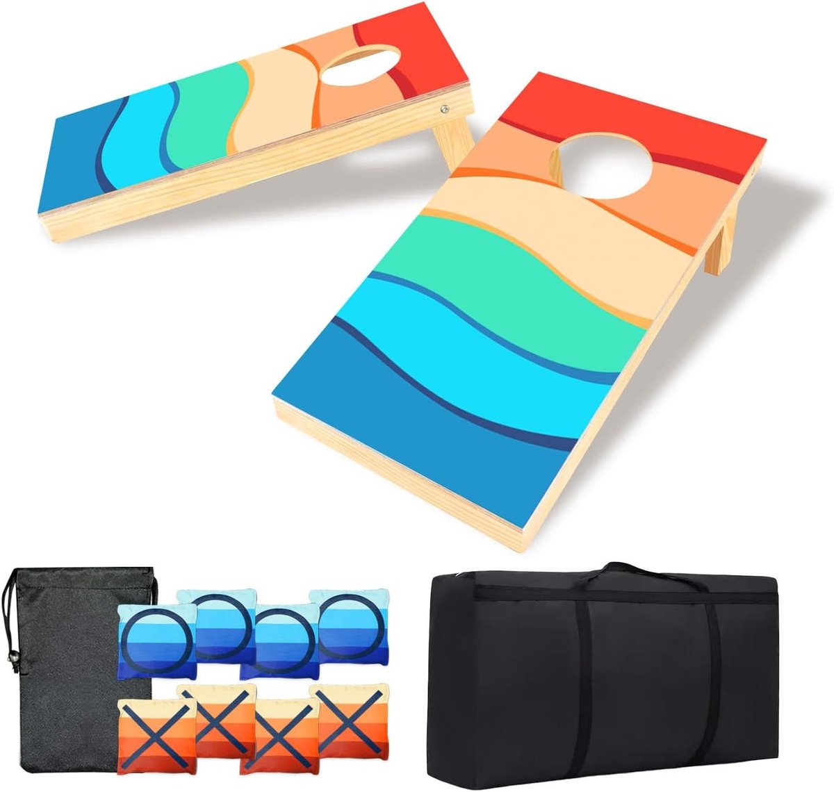Draagbare Cornhole Set - Maïs Gaten Spel - Buiten Spelen - Massief Houten Constructie - 2x1 Voet - Meerkleurig