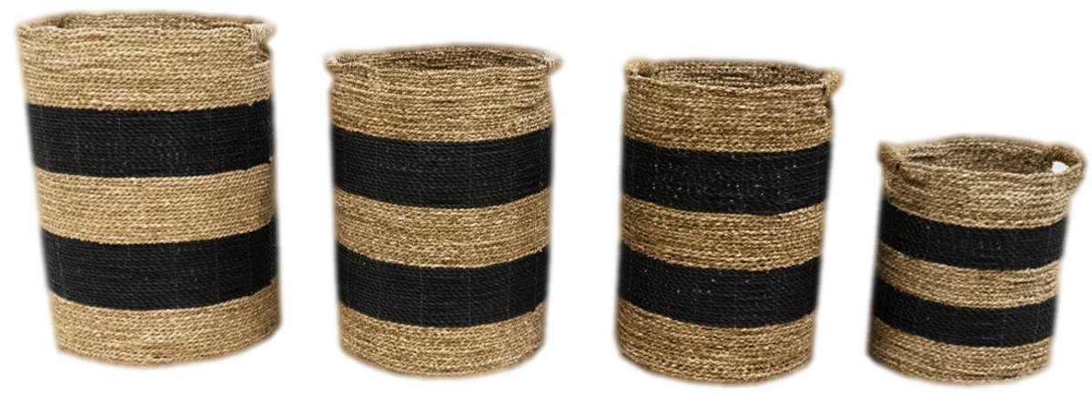 Mand Hilma naturel-zwart set van 4