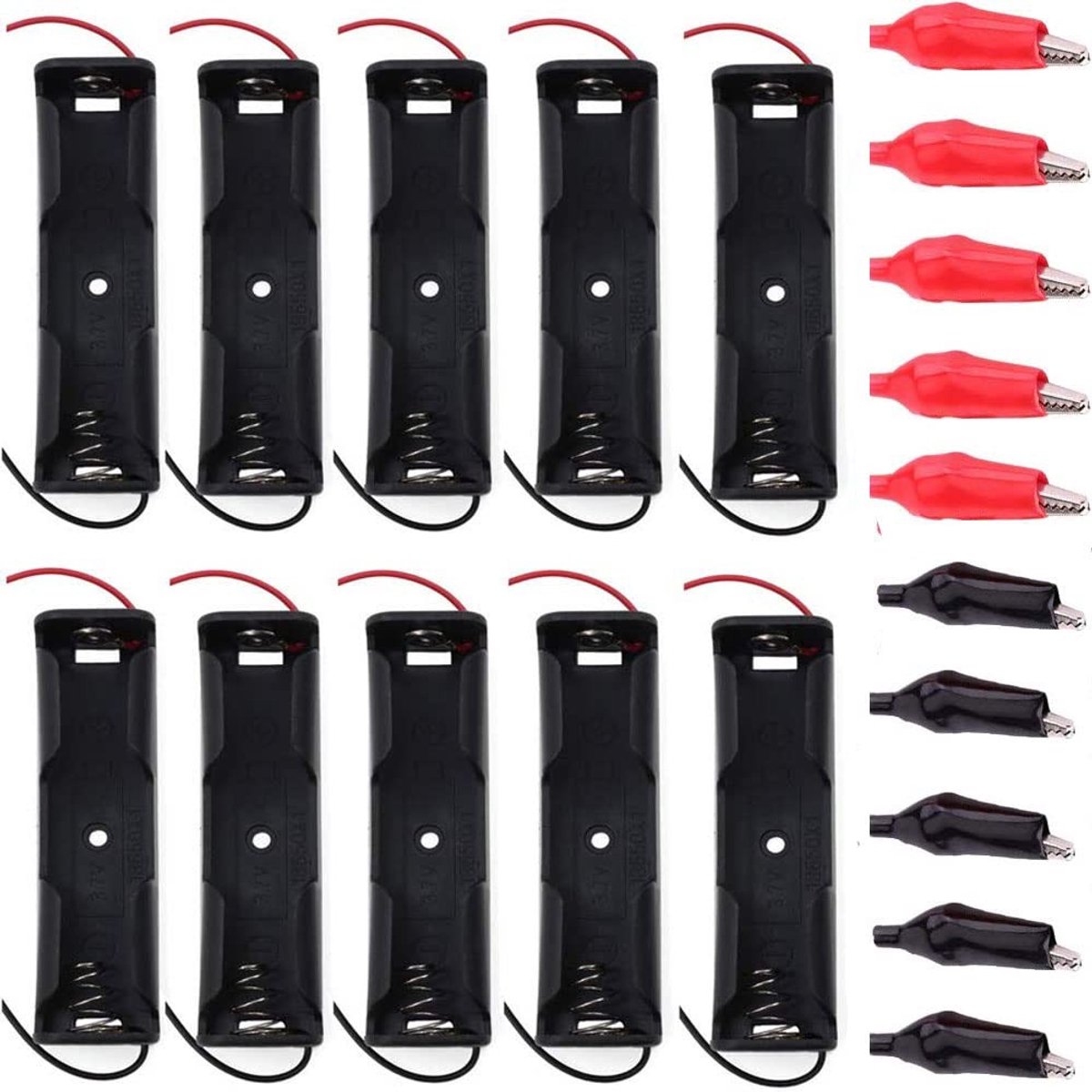 RUNCCI-YUN 18650 Batterijhouder met Krokodillenklemmen - 10 Stuks
