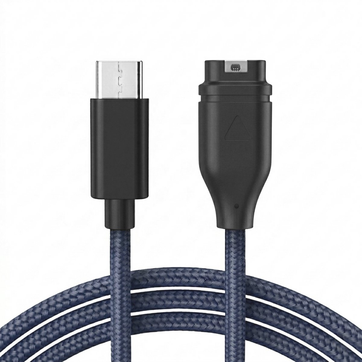Qost - USB-C naar Garmin Kabel - 1 Meter - Nylon - Donkerblauw - Garmin oplaadkabel - Compatibel met Garmin Instinct / Forerunner / Fenix - 1-Pack