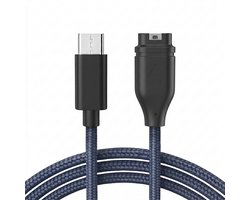 Qost - USB-C naar Garmin Kabel - 1 Meter - Nylon - Donkerblauw - Garmin oplaadkabel - Compatibel met Garmin Instinct / Forerunner / Fenix - 1-Pack