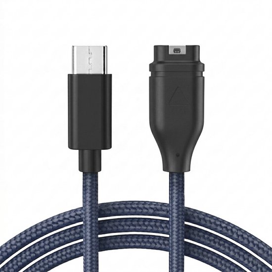 Qost - Câble USB-C vers Garmin - 1 mètre - Nylon - Bleu foncé - Câble de charge Garmin - Compatible avec Garmin Instinct / Forerunner / Fenix ​​​​- 1-Pack