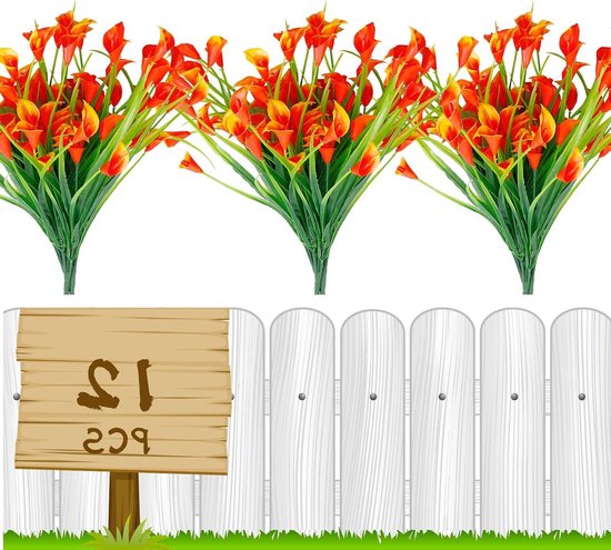 Kunstbloemen Calla Lelies - Nep Planten - Buiten Decoratie - UV Bestendig - 12 Stuks - Zonsondergang