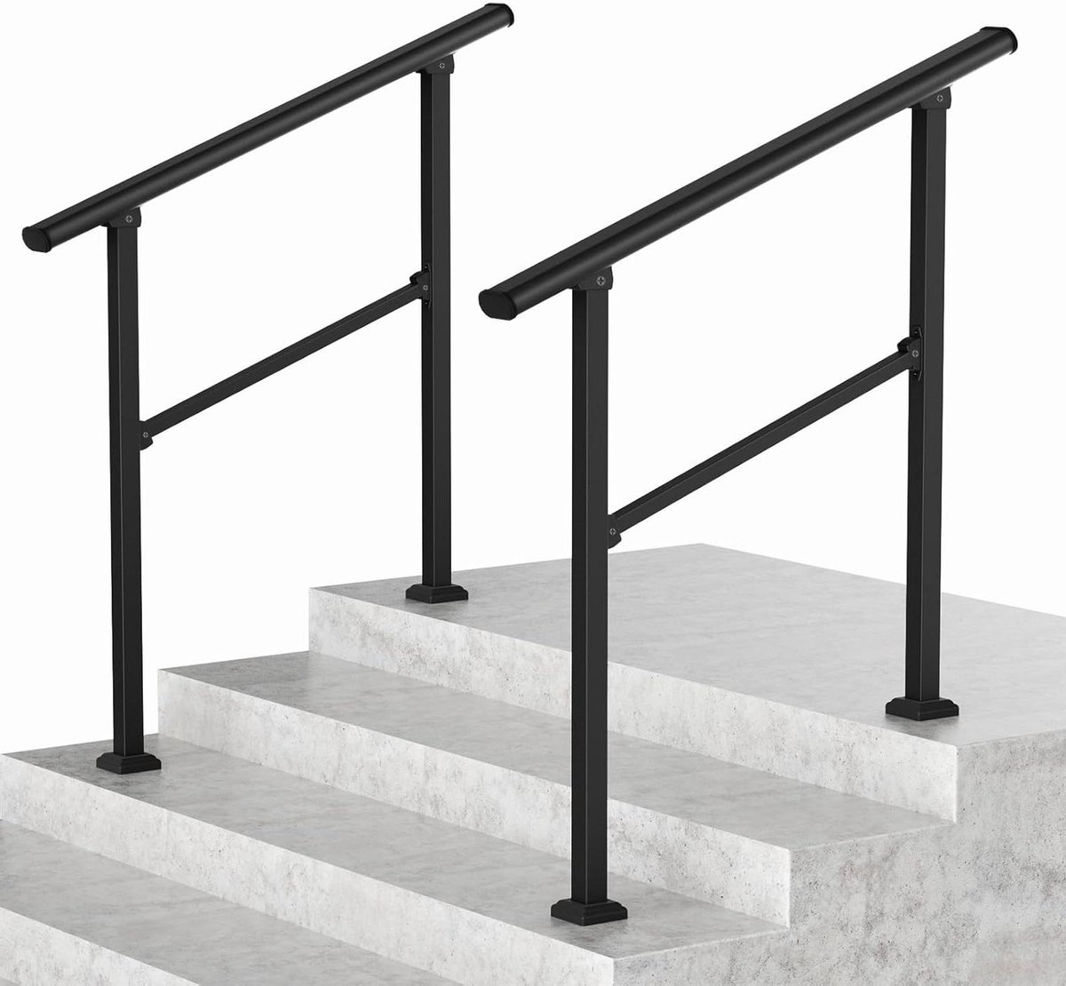 Buiten Trapleuning - Veranda Reling - Veilig Traplopen - Smeedijzer Stevig - 40 x 36 Inch - Zwart