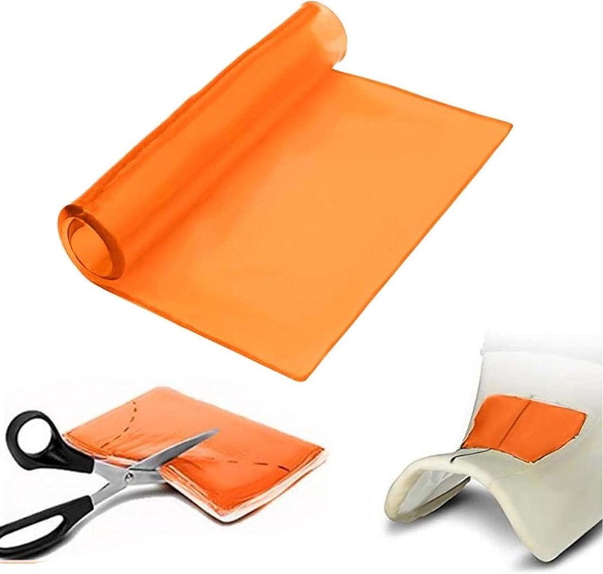 Lisyline Motorfiets Seat Gel Pad Schokabsorptie Matten Verminderen Vermoeidheid Comfortabel Zacht Koel Stof Kussen Cool DIY Zadel Oranje (25 x 25 x 2cm)