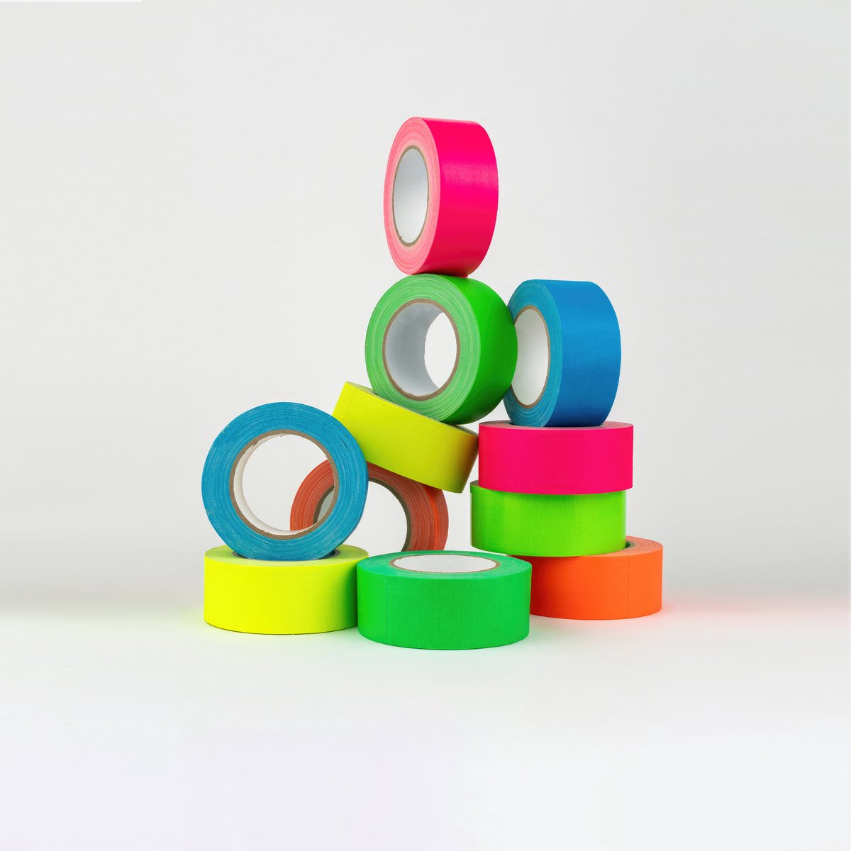 Megatape UT70 Duct Tape - Fluor Gaffa Tape 25 mm x 25 mtr - Combi Set 4 Rollen - Geel + Groen + Oranje + Roze