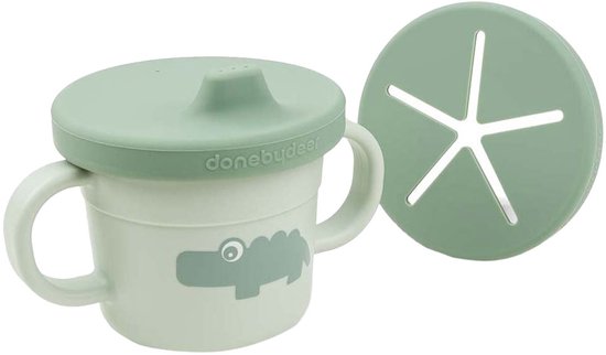 Done By Deer Foodie Spout/Snack Cup Croco Green van Done by Deer — afbeelding 3