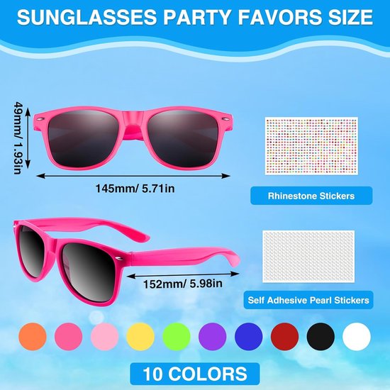 Neon Zonnebrillen Kinderen - Feestbrillen - Zomerfeestjes - UV400 Bescherming - 145mm Breed - Veelkleurig — afbeelding 2