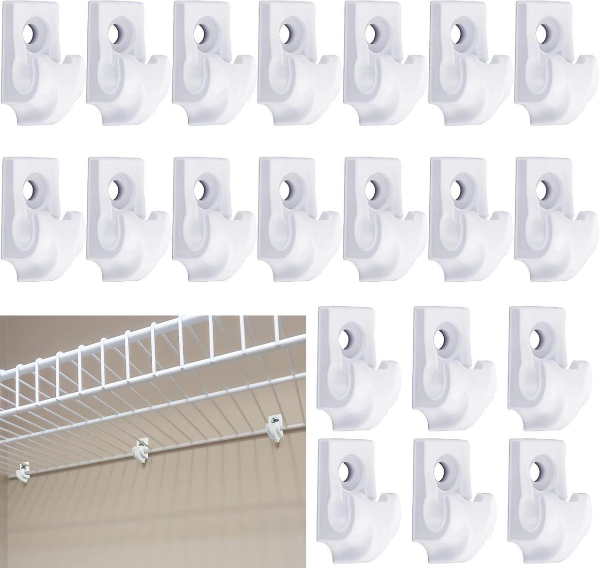 Muurclips - Plankclips - Kasten Organiseren - Duurzaam Plastic - 2.8cm - Wit