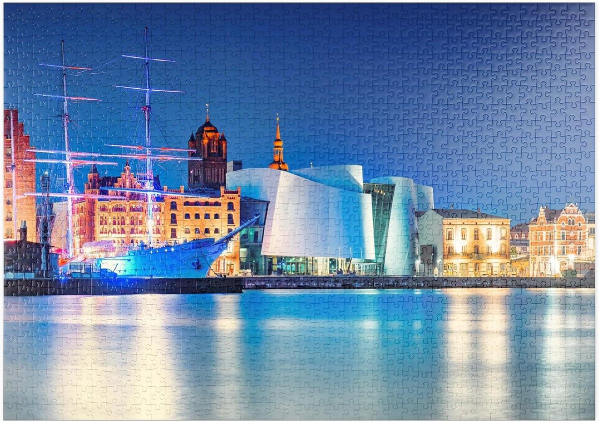 MyPuzzle Hanzestad Stralsund, Mecklenburg-Vorpommern, Duitsland - Premium 1000 Stukjes Puzzel - MyPuzzle speciale collectie van Puzzle Galaxy