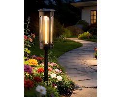 Zonnelampen Buiten - Solarverlichting Tuin - Padverlichting Aanleggen - Uniek Magnetisch Filament - Variabele Hoogte - Warm Wit
