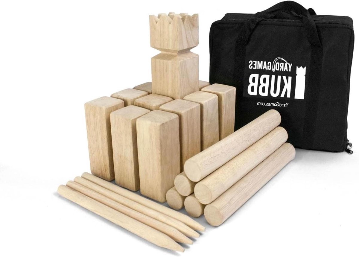 Kubb Houtenspel - Werpspel Buiten - Tuin Activiteit - Natuurlijk Materiaal - 2-12 Spelers