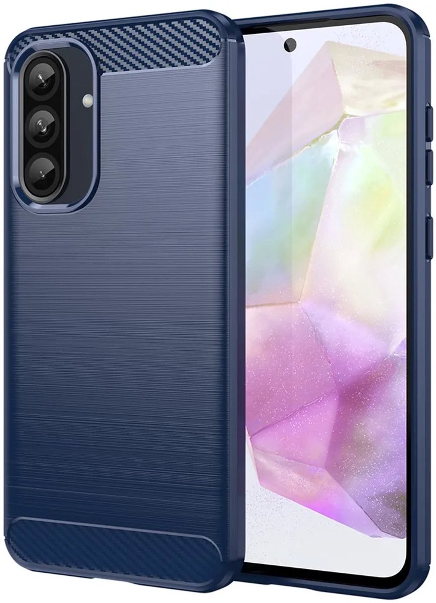 Hoesje geschikt voor Samsung Galaxy A36/A56 - Phonesta Carbon Silicone Back Cover - Blauw