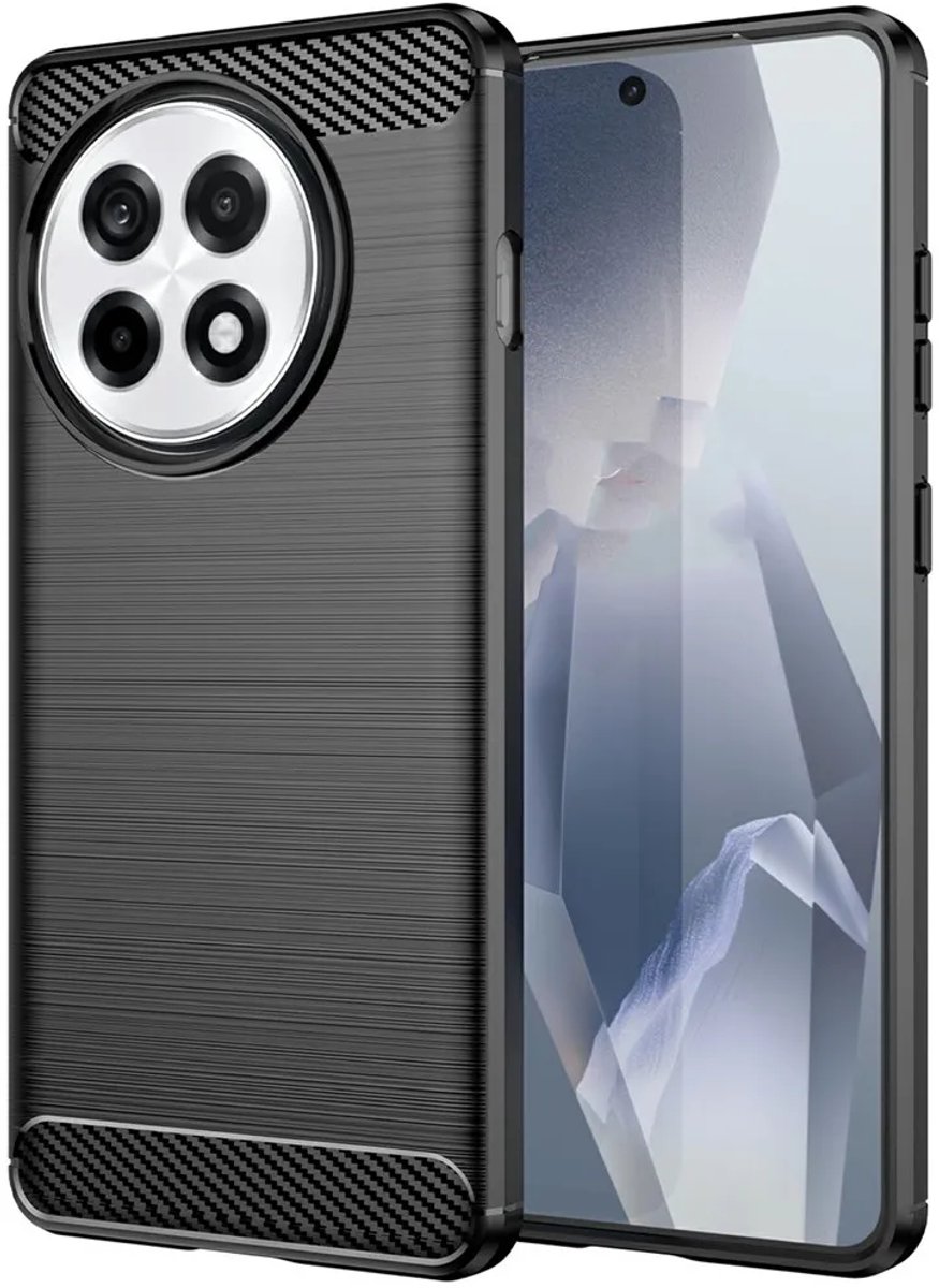 Hoesje geschikt voor OnePlus 13R - Phonesta Carbon Silicone Back Cover - Zwart